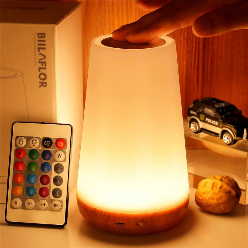 RGB Nattlampa med Färgbyte – 13 Färger, Touch & Fjärrkontroll, USB-Uppladdningsbar