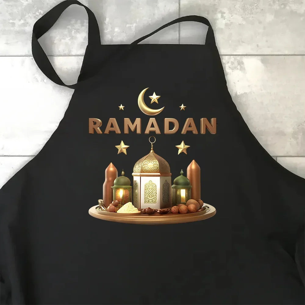 Svart Ramadan Mubarak Förkläde – Perfekt Present för Muslimska Familjemedlemmar