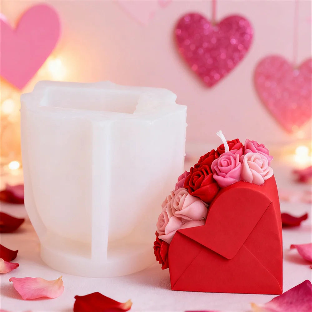 Rose Envelope Candle Mold – Silikonform för Ros, Brev & Resin | Perfekt för Ljusstöpning, Dekoration & Gåvor