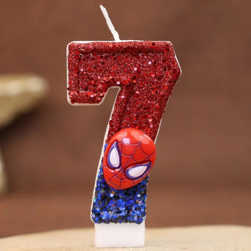 Spiderman Tårtljus med Siffra – Superhjälte Birthday Candle för Barnkalas