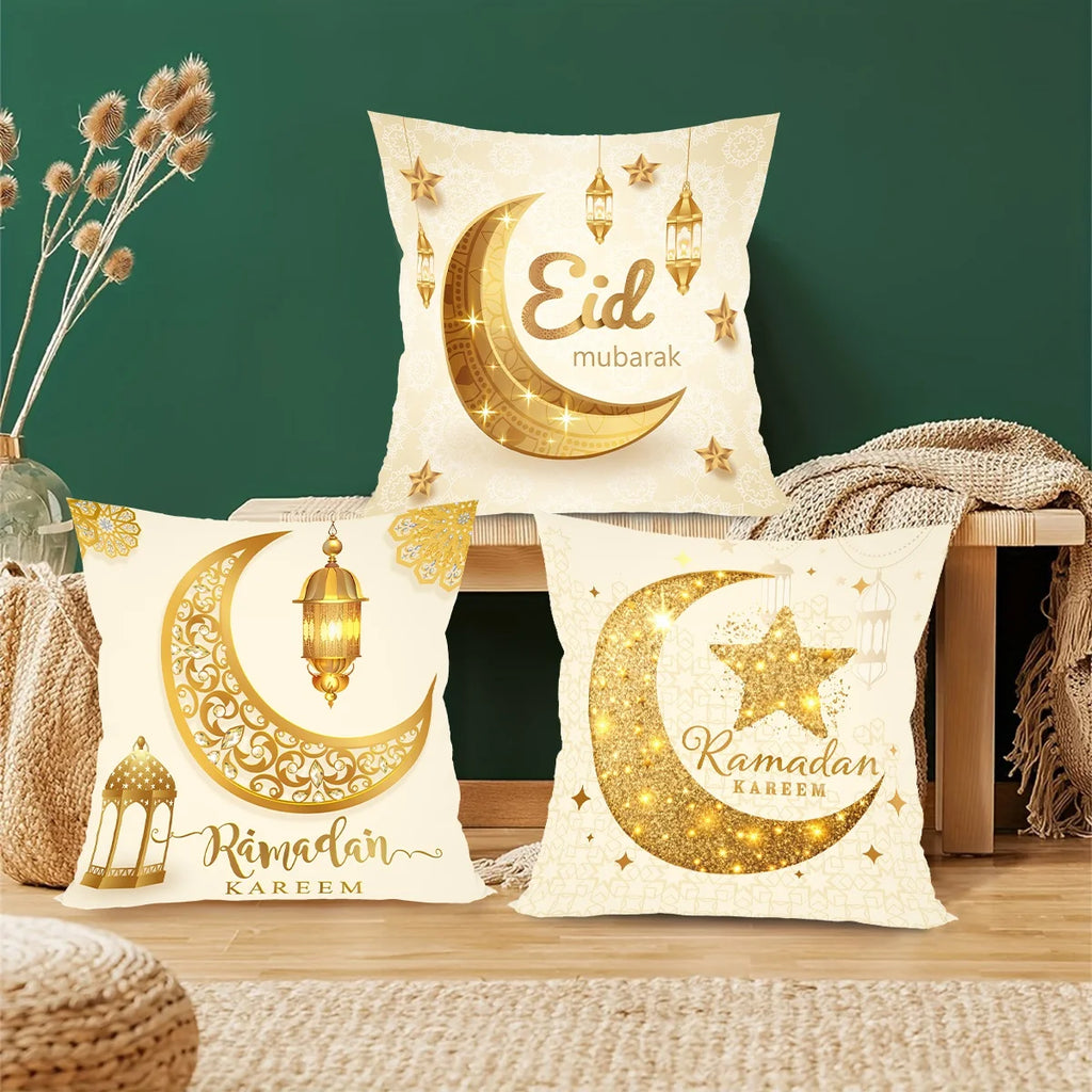 4-pack Ramadan Kareem Kuddöverdrag – Dekoration för Hem och Soffa