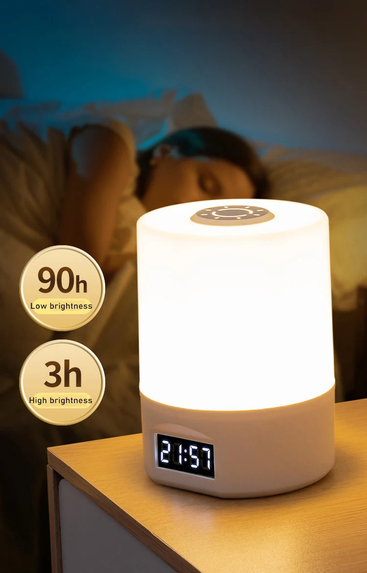 Uppladdningsbar LED Nattlampa med Timer & Touch – Dimbar Bordslampa för Sovrum & Barnrum