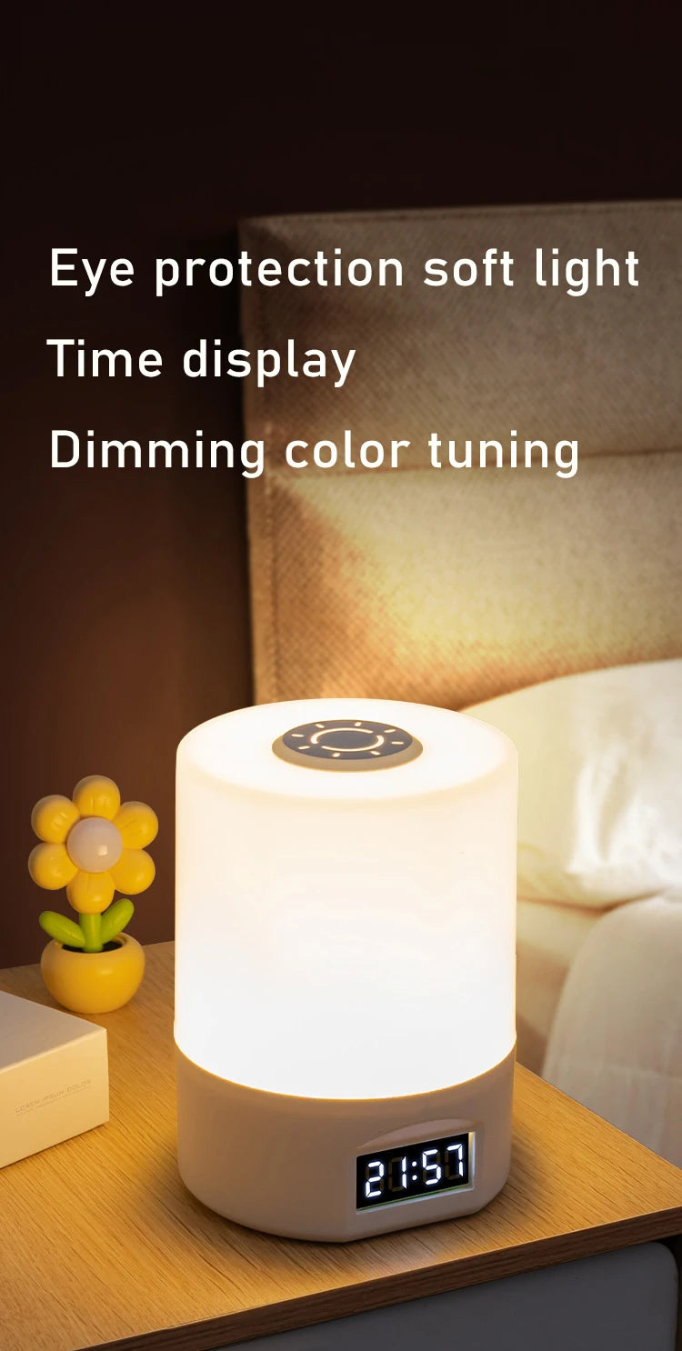 Uppladdningsbar LED Nattlampa med Timer & Touch – Dimbar Bordslampa för Sovrum & Barnrum
