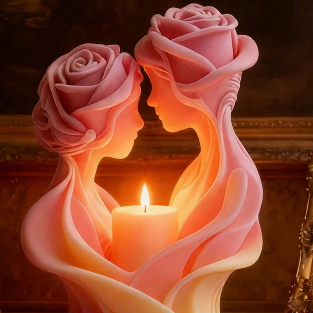 Rose Love Candle Mold – 3D Ros- & Kärlekspar i Silikon | DIY Ljus & Aromaterapi – Perfekt för Alla Hjärtans Dag & Bröllop