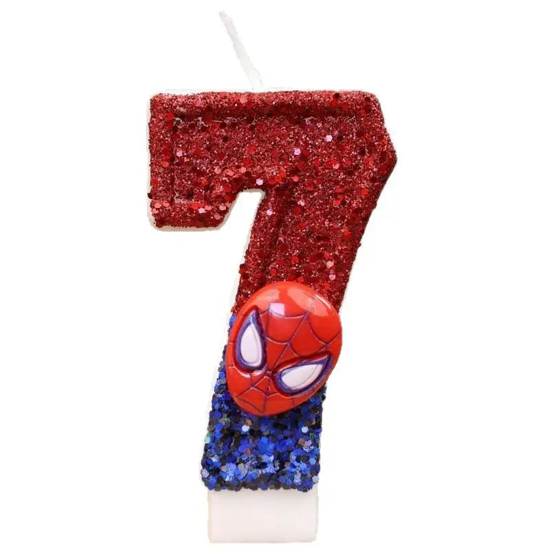 Spiderman Tårtljus med Siffra – Superhjälte Birthday Candle för Barnkalas