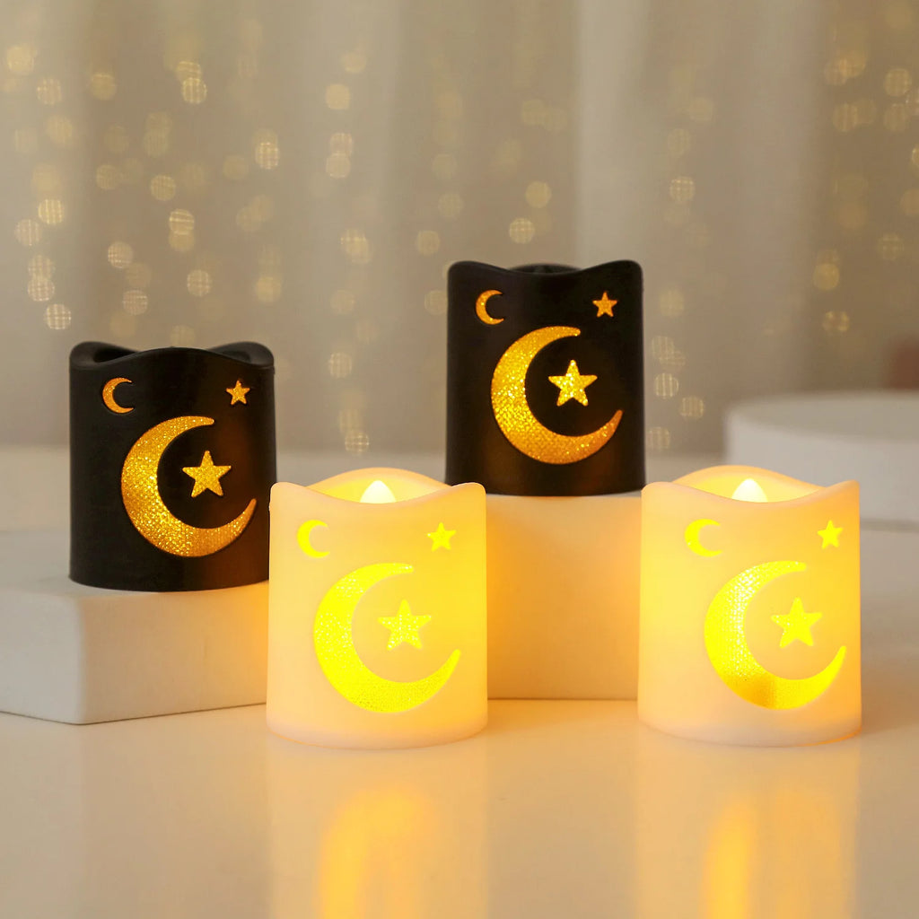 4-pack LED Ramadan Dekoration – Måne, Stjärna och Slott Ljuslyktor för Eid Mubarak